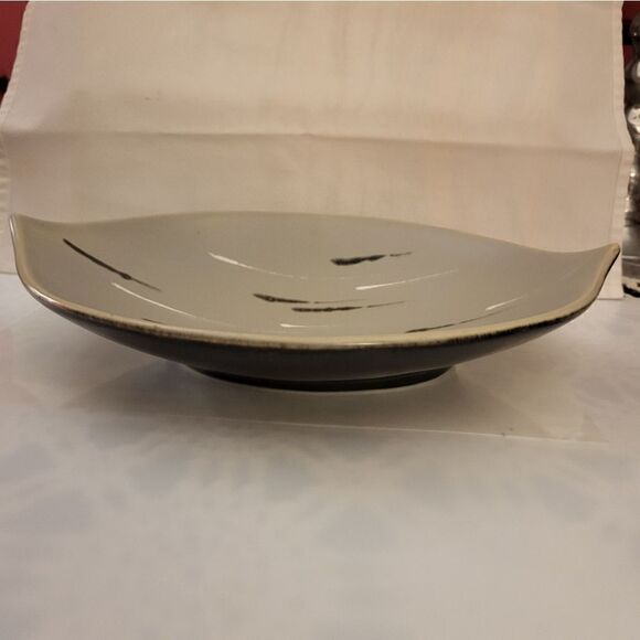 Vintage Mint MCM '60s Matte Gray w/ Random Stripes Oval Bowl Made in Austria - Picture 7 of 7